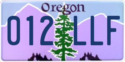 OR license plate 012LLF