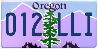 OR license plate 012LLI