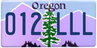 OR license plate 012LLL