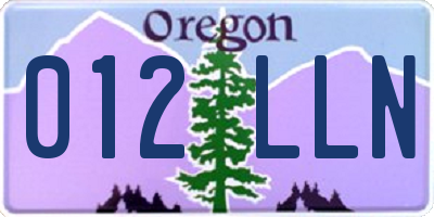 OR license plate 012LLN