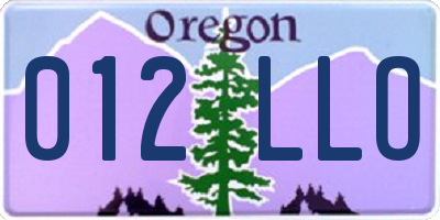OR license plate 012LLO