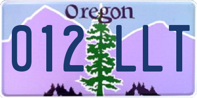 OR license plate 012LLT