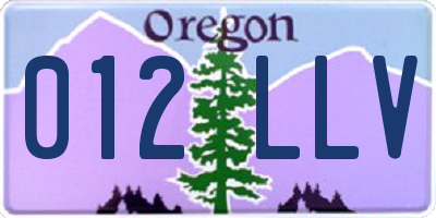 OR license plate 012LLV