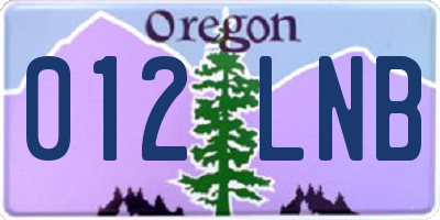 OR license plate 012LNB
