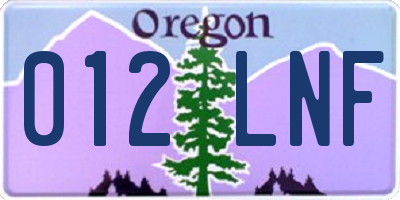 OR license plate 012LNF