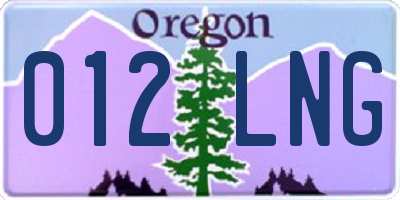 OR license plate 012LNG