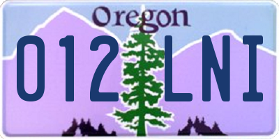OR license plate 012LNI