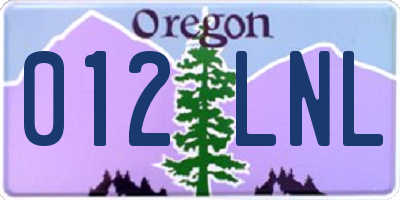 OR license plate 012LNL