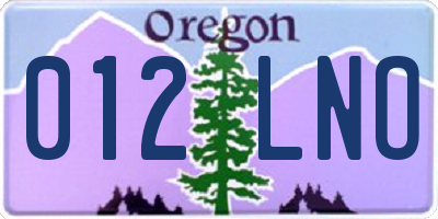 OR license plate 012LNO