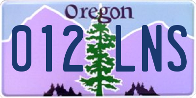 OR license plate 012LNS