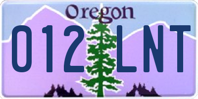 OR license plate 012LNT