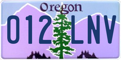 OR license plate 012LNV