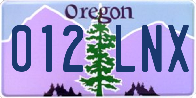 OR license plate 012LNX