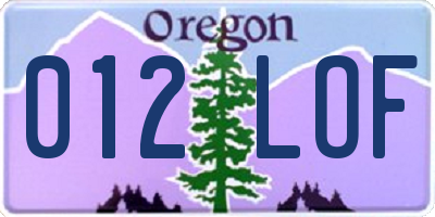 OR license plate 012LOF
