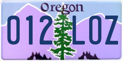OR license plate 012LOZ