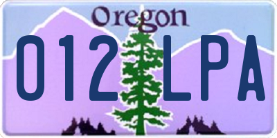 OR license plate 012LPA