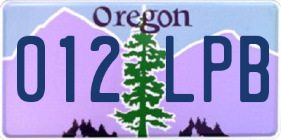 OR license plate 012LPB