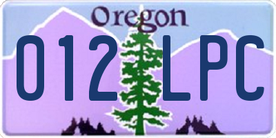 OR license plate 012LPC