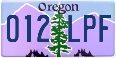OR license plate 012LPF