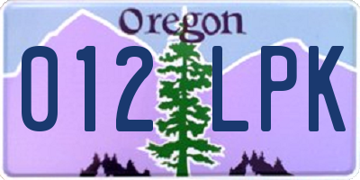 OR license plate 012LPK