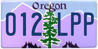 OR license plate 012LPP