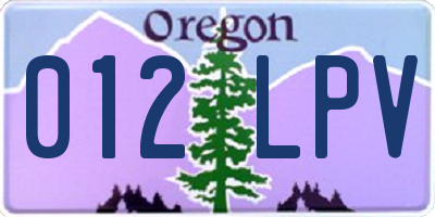 OR license plate 012LPV