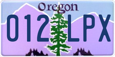 OR license plate 012LPX