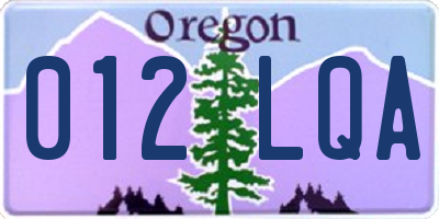 OR license plate 012LQA