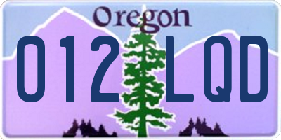 OR license plate 012LQD