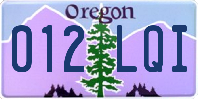 OR license plate 012LQI