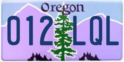 OR license plate 012LQL
