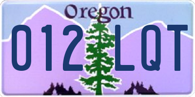 OR license plate 012LQT
