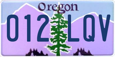 OR license plate 012LQV