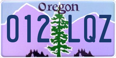 OR license plate 012LQZ