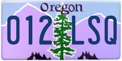 OR license plate 012LSQ