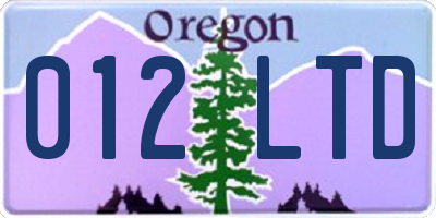 OR license plate 012LTD