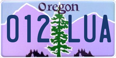 OR license plate 012LUA