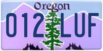 OR license plate 012LUF