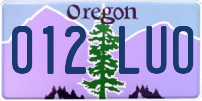 OR license plate 012LUO