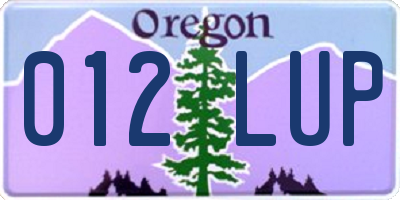OR license plate 012LUP