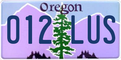 OR license plate 012LUS
