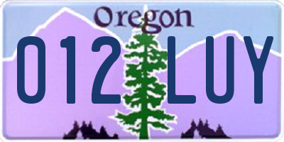 OR license plate 012LUY