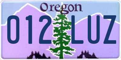 OR license plate 012LUZ
