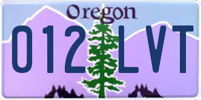 OR license plate 012LVT