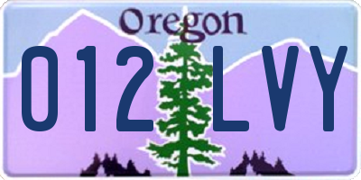 OR license plate 012LVY