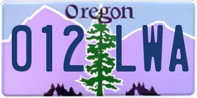 OR license plate 012LWA