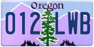 OR license plate 012LWB