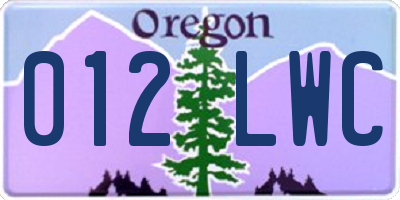 OR license plate 012LWC