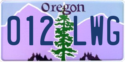 OR license plate 012LWG