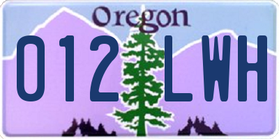 OR license plate 012LWH